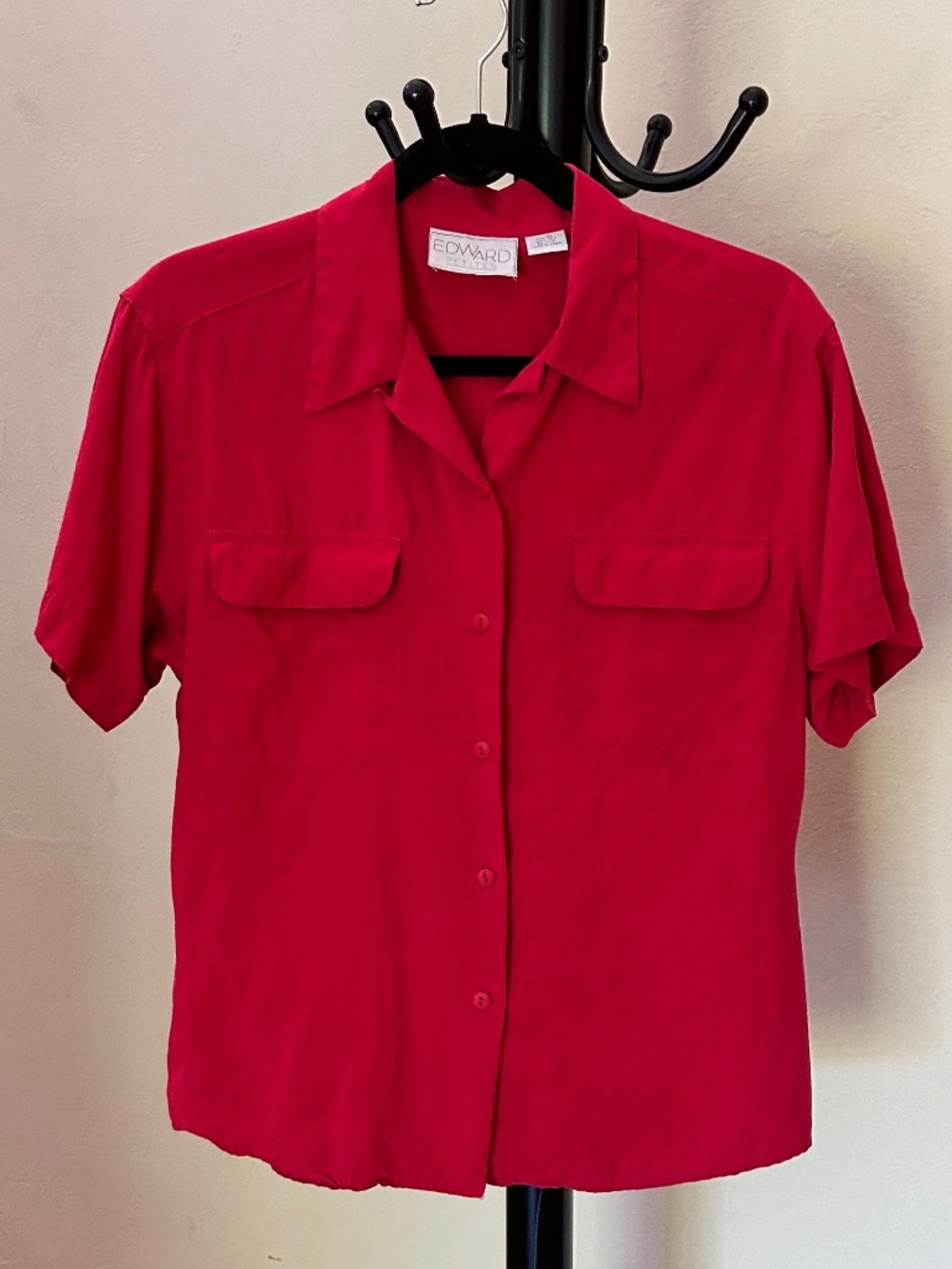 Classic Button-up Short Sleeve Silk Shirt